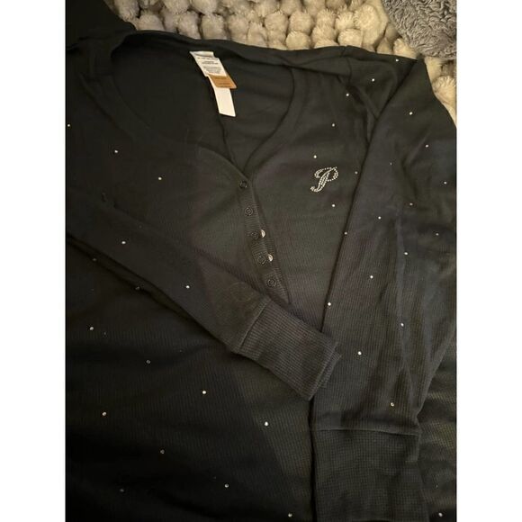 Nwt VS pink diamond/diamante bling rhinestone thermal sleep onesie - Picture 6 of 9